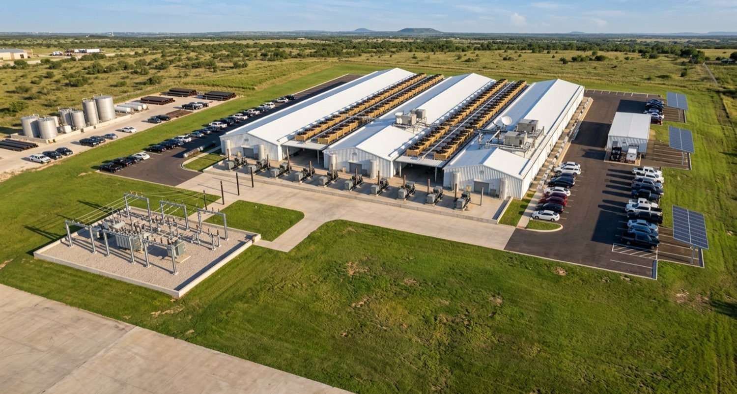 Rendering of a 30 MW tilt-up data center campus with its generation yard